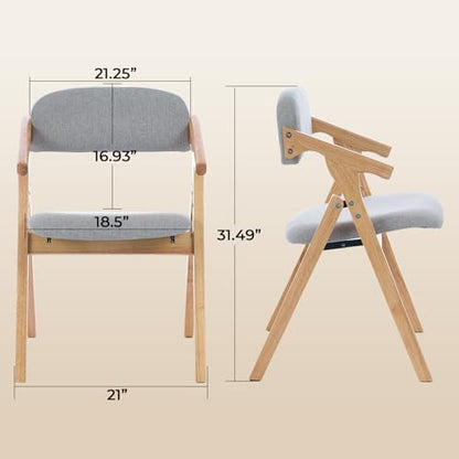 Folding Chairs with Padded Seats,Wooden Stackable Dining Chair,Easy to Store Foldable Dining Chairs for Kitchen, Living Room, Wedding Party Picnic (Grey) - color: Grey