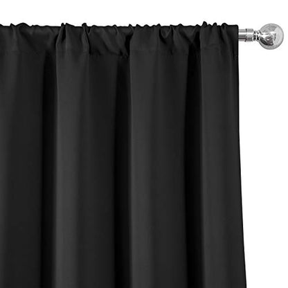 Black Blackout Curtains/38 x 84 Inch/Set of 2 Panels Rod Pocket Room Darkening Curtains for Bedroom - color: Black, size: 38"W x 84"L (Pack of 2)