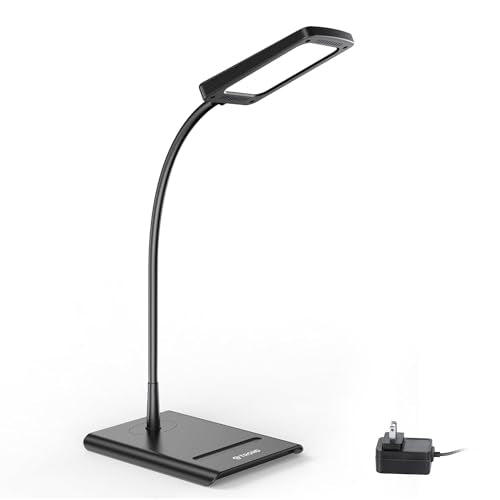 TROND Desk Lamp, Dimmable Eye-Caring Table Lamp, Memory Function, Black | 3 Color Modes 7 Brightness Levels, Flexible Gooseneck, Touch Control, Desk Light for Home Office Dorm Room Essentials - color: Black