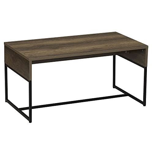 Household Essentials Ashwood Grain Coffee Table with Black Iron Base - color: Ashwood, style: Coffee Table