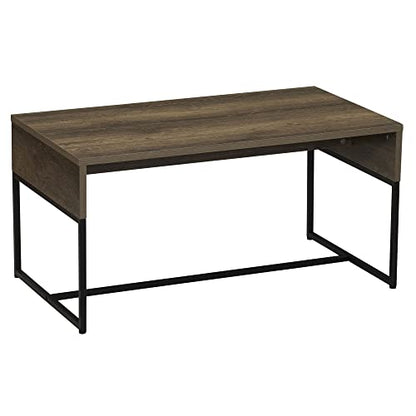 Household Essentials Ashwood Grain Coffee Table with Black Iron Base - color: Ashwood, style: Coffee Table