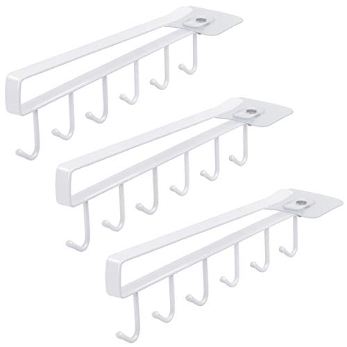 3 Pack White Under Cabinet Mug Holder, Cup Rack For 1 Inch Shelves | Save Cabinet Space By Hanging Mugs Under Shelves, Keeping Cups Organized And Easy To Access - color: a- 3pcs White