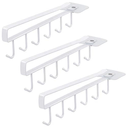 3 Pack White Under Cabinet Mug Holder, Cup Rack For 1 Inch Shelves | Save Cabinet Space By Hanging Mugs Under Shelves, Keeping Cups Organized And Easy To Access - color: a- 3pcs White