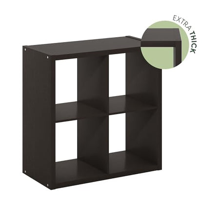 Furinno CUBICLE 4-Cube Book Shelf, Extra Thick Frame Bookshelf, Dark Oak | 14.6" x 30" x 30", Reversible Bookcase with Open Back, for Living Room, Bedroom, Home Office - color: Dark Oak, size: 4-Cube