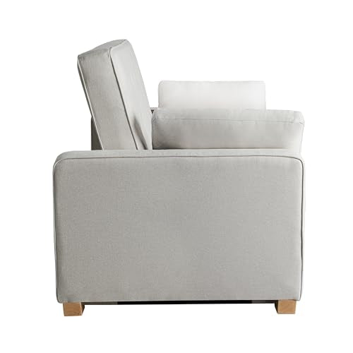 Serta® Ainsley Convertible Loveseat Sleeper Sofa – 3-in-1 Loveseat, Lounger & Queen-Size Sofa Bed, Pull-Out Sleeper Couch with DreamCoils®, Easy Assembly, Oyster Fabric - color: Oyster, size: Queen Sofa