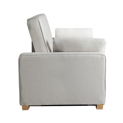 Serta® Ainsley Convertible Loveseat Sleeper Sofa – 3-in-1 Loveseat, Lounger & Queen-Size Sofa Bed, Pull-Out Sleeper Couch with DreamCoils®, Easy Assembly, Oyster Fabric - color: Oyster, size: Queen Sofa