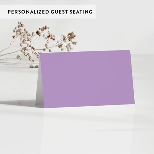 Andaz Press Table Tent Printable Place Cards, Lavender 20-Pack, Seat Placement Cards For Table Settings Name Cards for Bridal Wedding, School Graduation Food Card Purple Place Cards - color: Lavender
