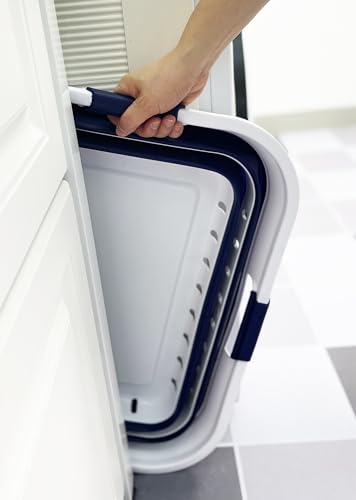 SAMMART 42L (11 gallon) Collapsible Plastic Laundry Basket - Foldable Pop Up Storage Container/Organizer - Space Saving Hamper/Basket (1, White/Starry Blue) - color: White/Starry Blue