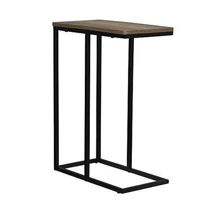 Household Essentials Ashwood Industrial Narrow End Table | Metal C Shaped Frame and Rectangle Faux Wood Top, C Table - color: Ashwood