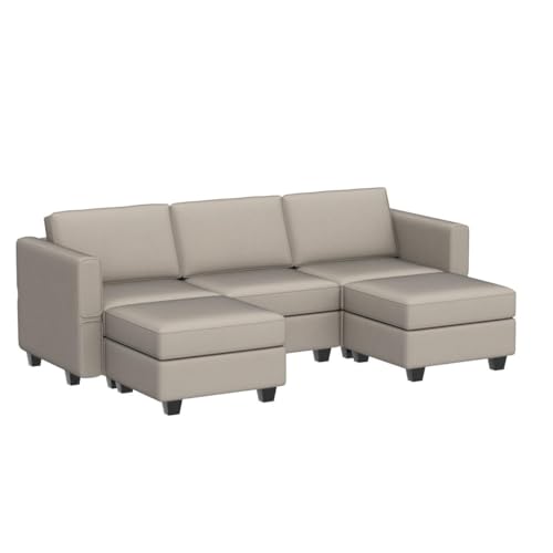 Belffin Modular Sectional Sofa with Double Chaise Velvet U Shaped Sofa Reversible Sectional Couch with Storage Grey - color: Grey, size: U Shape Sofa