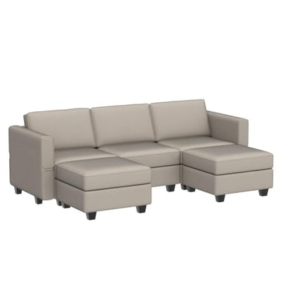 Belffin Modular Sectional Sofa with Double Chaise Velvet U Shaped Sofa Reversible Sectional Couch with Storage Grey - color: Grey, size: U Shape Sofa