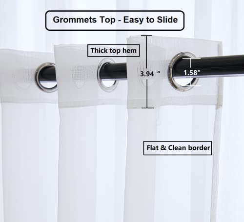 PI Sheer White Curtains 84 Inch Length, Solid Voile with Grommet Top for Living Room/Bedroom (W52 X L84 Inch, 2 Panels)… - color: Optical White, size: 52"W x 84"L (Pack of 2)