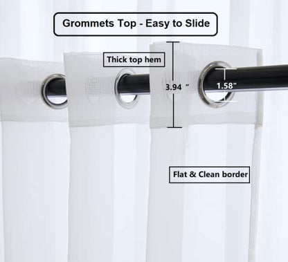 PI Sheer White Curtains 84 Inches Length,Grommet Top Voile Textured Window Treatment for Bedroom/Living Room 2 Panels(W42XL84,White) - color: Optical White, size: 42"W x 84"L (Pack of 2)