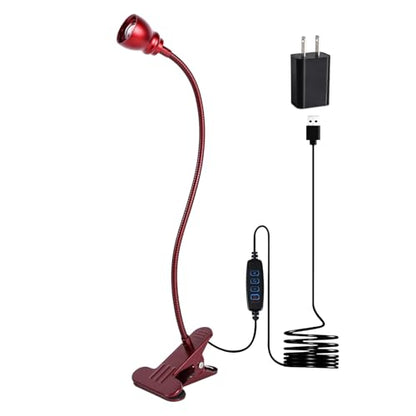 Zoomable Clip on Light, Clamp Reading Light for Dorm Bed Headboard, Dimmable Spotlight with 3 Color Temperature Options, 10 Dimmable Brightness Levels, Adjustable Beam Angle (Red) - color: Red