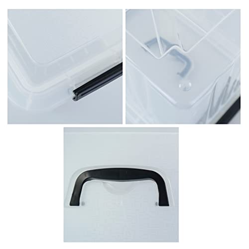 10 L Plastic Clear Storage Box, Plastic Latching Box with Lid, 6-PACK | Clear Design, Locking Latch Lid, Convenient Top Handle, Sturdy Plastic, Multi-Purpose Storage Bin, for Home Office Closet Use - size: 10 L