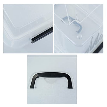 10 L Plastic Clear Storage Box, Plastic Latching Box with Lid, 6-PACK | Clear Design, Locking Latch Lid, Convenient Top Handle, Sturdy Plastic, Multi-Purpose Storage Bin, for Home Office Closet Use - size: 10 L