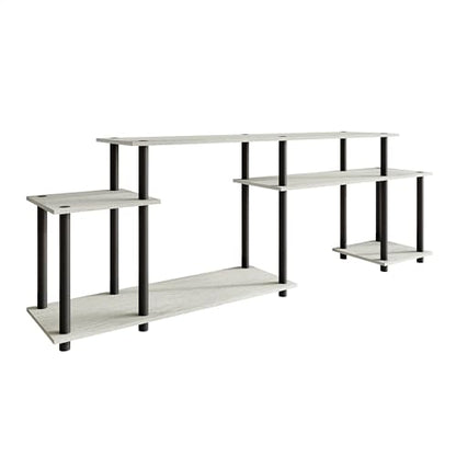 Simple 3-Tier TV Stand with Open Storage Shelves, for TVs up to 50", Light Grey - color: Light Grey