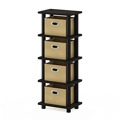 Furinno LACi 4-Bins System Rack, 11.3(W) x 28.8(H) Inch, Espresso/Black - color: Espresso/Black, size: 4-Bins