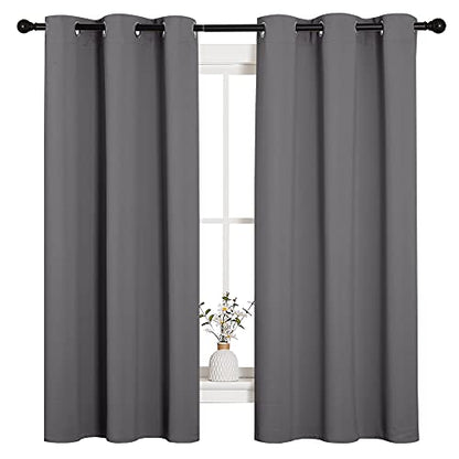 NICETOWN Thermal Insulated Grommet Blackout Curtains for Bedroom (2 Panels, W42 x L63 -Inch, Grey) - color: Grey, size: 42"W x 63"L (Pack of 2)
