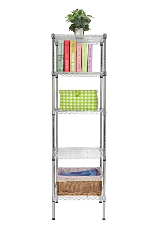 Finnhomy Heavy Duty 5 Tier Wire Shelving Unit, 18x18x59-inches 5 Shelves Storage Rack, Metal Shelving with Thicken Steel Tube, NSF Certified, Chrome - size: 59"H-Chrome