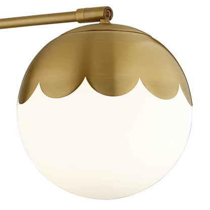 Camila 8 1/4" Brass and Glass Globe Plug-In Modern Wall Lamp Light Fixture | Indoor Swing Arm Antique Metal Dimmable Shade for Bedroom Bedside House Reading Living Room Hallway Dining - color: Brass - Single