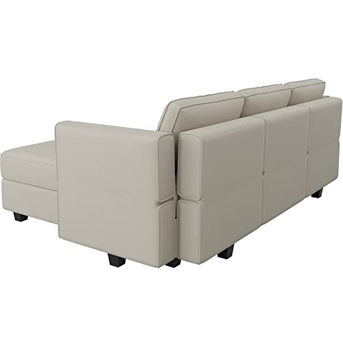 Belffin Convertible Sectional Sofa with Chaise Velvet L Shaped Sofa Couch Modular Sectional Sofa with Storage Grey - color: Grey, size: L Shape Sofa