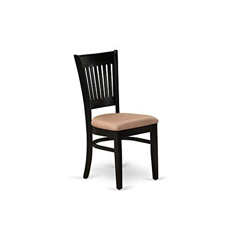 East West Furniture DLVA5-BLK-C 5 Piece Dining Table Set for 4 Includes a Round Kitchen Table with Dropleaf and 4 Linen Fabric Upholstered Dinette Chairs, 42x42 Inch, Black - color: Dlva5-blk-c