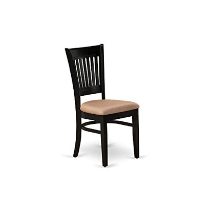 East West Furniture DLVA5-BLK-C 5 Piece Dining Table Set for 4 Includes a Round Kitchen Table with Dropleaf and 4 Linen Fabric Upholstered Dinette Chairs, 42x42 Inch, Black - color: Dlva5-blk-c