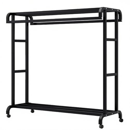 Portable Double Rod Clothes Rack - Metal Garment Organizer for Hanging Clothes - Adjustable Clothing Stand for Bedroom, Laundry Room & Cloakroom - 60cm/23.6in (White) - color: Black, size: 60cm/23.6in