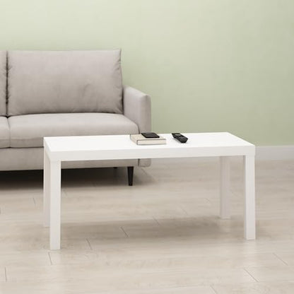 Bayan Coffee Table, Square Side Table or Small Spaces, Living Room, White - color: White, size: 18.9 (D) x 39 (W) x 17.5 (H) inches
