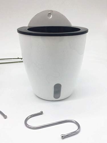 Visible Water Level Self Watering Planter,Hanging Planters,Wall Mounted Plants Holder,Small Flower pots Indoor Out Flowerpot with 3 Hooks Plastic Pots for Plants 3 Pack (White, 5.5inch) - size: 5.5 Inch