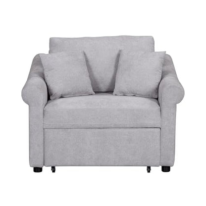 JIVOIT Convertible Sleeper Chair with Adjustable Backrest, 3-in-1 Sleeper Sofa with Metal Frame, 3 in 1 Lounger Chair Turns Into Bed, Chenille Fabric Single Bed for Living Room (Gray,315) - color: Gray,315