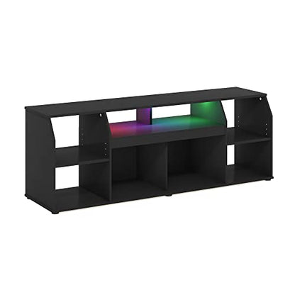 Furinno Jaya TV stand for up to 65 Inch TV, Gaming Enterteinment Center with LED Lights, Living Room Media Console Table, Americano - color: Americano