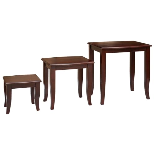 3 pcs Wooden Nesting Side Tables, Space Saving Design Stacking Side Table for Living Room Bedroom, Brown,-226 - color: Brown