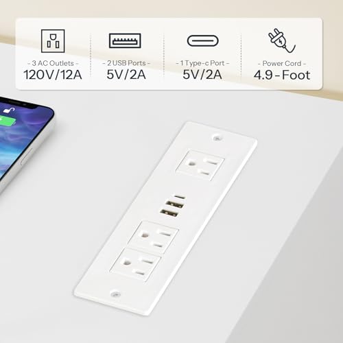 HOOBRO LED TV Stand with Power Outlets to 65 inch TV, Gaming Entertainment Center with Glass Shelves and Large Drawer, Modern Media TV Console Table for Living Room Bedroom, White WT14UDDS01 - color: White, size: 55.1 Inch