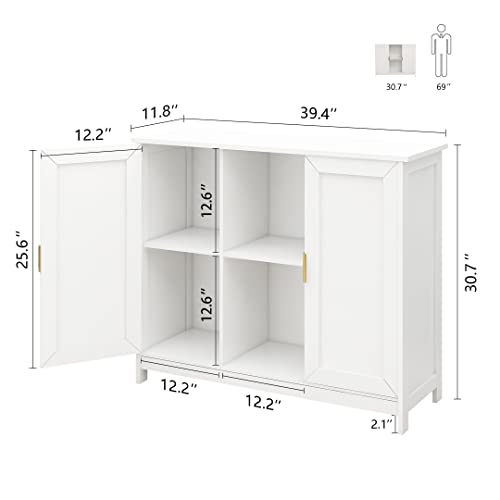TaoHFE White Buffet Cabinet with Storage,Wooden Narrow Entryway Cabinets | Modern White Cabinet With Doors Credenza,Narrow Sideboard Entryway Cabinets for Living room - color: White