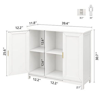 TaoHFE White Buffet Cabinet with Storage,Wooden Narrow Entryway Cabinets | Modern White Cabinet With Doors Credenza,Narrow Sideboard Entryway Cabinets for Living room - color: White