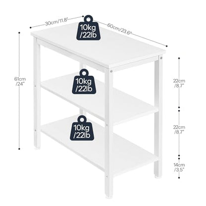 HOOBRO End Table, Simple Rustic Side Table with 3-Tier Storage Shelf, Narrow Nightstand for Small Spaces, Easy Assembly, for Living Room, Bedroom, Industrial Design, White WT14BZ01 - color: White