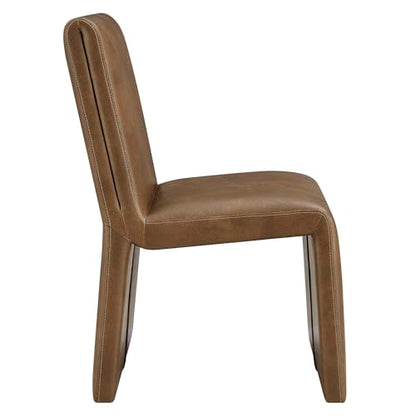 Modway Emory Faux Leather Dining Side Chair in Canyon - Single Armless Slipper Chair - Padded Vegan Leather Accent for Dining Room, Kitchen - color: Canyon