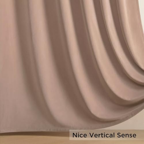 Joydeco Velvet Curtains Rose Beige Blackout Curtains Thermal Insulated 63 inches Long Window Curtains Super Soft Room Darkening Drapes for Bedroom Living Room Elegant Rod Pocket 2 Panels Rose Beige - color: Rod Pocket | Rose Beige, size: 52"W x 63"L (Pack