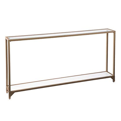 SEI Furniture Bergen 56 inches Long Narrow Metal Console Table, Open Concept Living Space, Glam Style Painted Iron, Gold - color: Gold