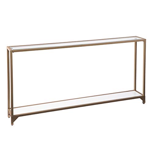 SEI Furniture Bergen 56 inches Long Narrow Metal Console Table, Open Concept Living Space, Glam Style Painted Iron, Gold - color: Gold
