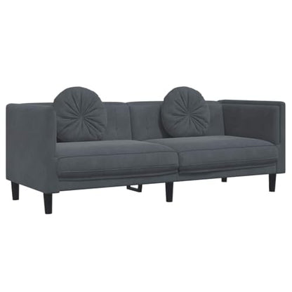 Dark Grey Velvet 3-Seater Sofa for Modern Living Room, 76.2 Inch Long with Thick Cushions and Plush Armrests, Plywood and Solid Wood Frame - color: Dark Gray, size: 1 & 3-Seater