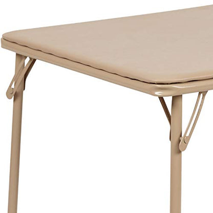 Flash Furniture Mindy Kids Folding Table, Tan | Vinyl Padded Top, Powder Coated Locking Legs, Daycare - color: Tan, size: Table