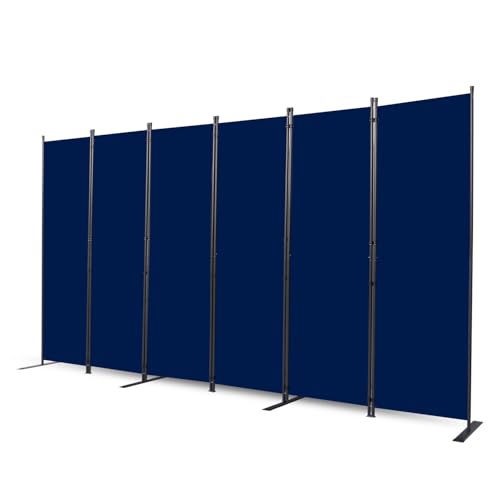 Room Divider, 6 Panel Folding Privacy Screens with Wider Feet, Navy Blue | 132" W X 71" H Room Divider Panel, Stable Frame Structure, Flexible Space Separator, Portable wall divider for Room Partition - color: Navy Blue, size: 22"- 6 Panel