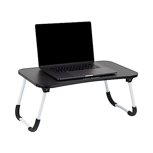 Mind Reader Lap Desk Laptop Stand with Folding Legs, Portable Bed Tray Table for Laptop, Breakfast, Reading, Crafts, MDF, Black - color: Black