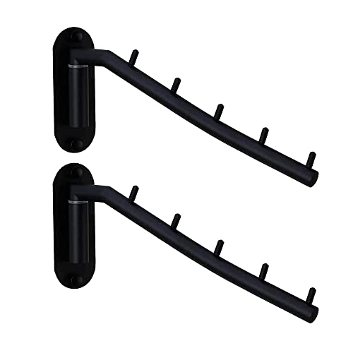 Wall Mount Clothes Hanger, Laundry Hanger Dryer Rack Foldable, Retractable Clothes Drying Rack Wall Mounted Clothing Hanging System Drying Closet Storage Organizer Wall Black Wall Mount 2-Pack - color: Black, size: Black-Hooks-2