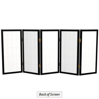 2 ft. Short Desktop Window Pane Shoji Screen - Black - 5 Panels - color: Black, size: 5 Panel