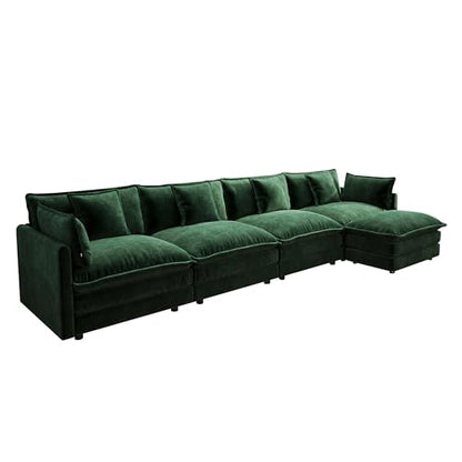 4 Seater Sectional Sofa,146.5 inch L-Shape,Green | Oversized Modular Couch Deep Seat - color: Green, size: 146.5 inch-L