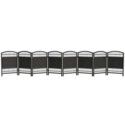 Red Lantern 2 ft. Short Fiber Weave Folding Screen - Black - 8 Panels - color: Black, size: 8 Panel